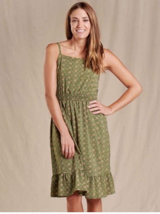 Toad&Co Dresses & Skirts - Toad&Co Sunkissed Bella Midi Dress XL Sleeveless Pockets Quick Dry Outdoor Green